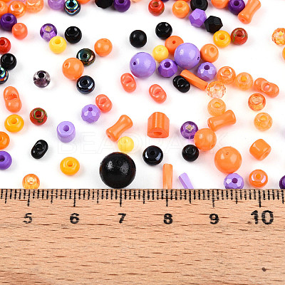 Halloween Theme Glass Seed Beads SEED-N007-13J-1