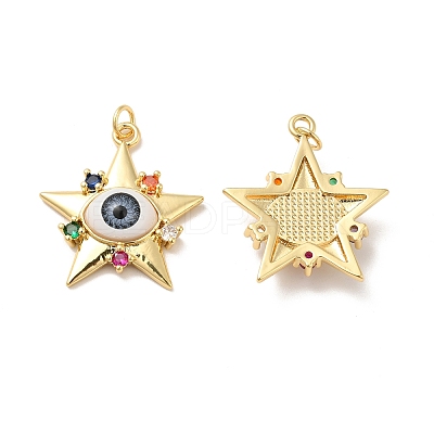 Brass Micro Pave Colorful Cubic Zirconia Pendants ZIRC-E006-05G-04-1