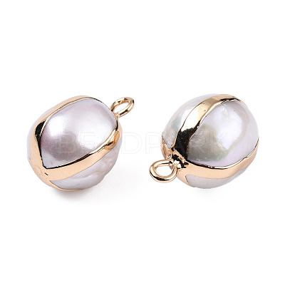 Electroplate Natural Baroque Pearl Keshi Pearl Pendants PEAR-N021-12-1