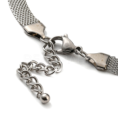 201 Stainless Steel Glass Cross Pendant Necklaces NJEW-G115-02P-1