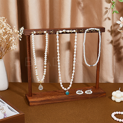 Wooden Necklace Organizer Display Stands ODIS-WH0331-20A-1