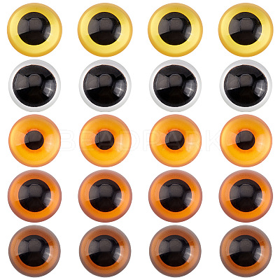 20Pcs 5 Colors Glass Craft Eyes Cabochons DOLL-PH0001-51-1