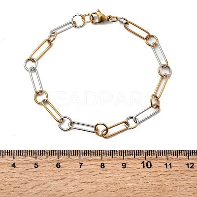 304 Stainless Steel Oval Link Chain Bracelets for Women LS-BJEW-D377-01B-1