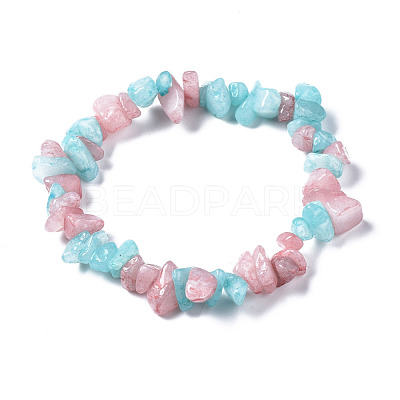 Unisex Chip Natural White Jade Beaded Stretch Bracelets BJEW-S143-12-1-1