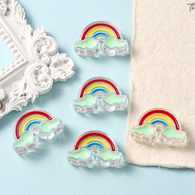 5Pcs Transparent Acrylic Enamel Beads OACR-YW0001-31C-1