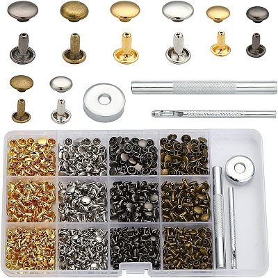 320 Sets 4 Colors 2 Sizes Iron Semi-Tublar Collision Rivets Kits DIY-WH0304-489-1