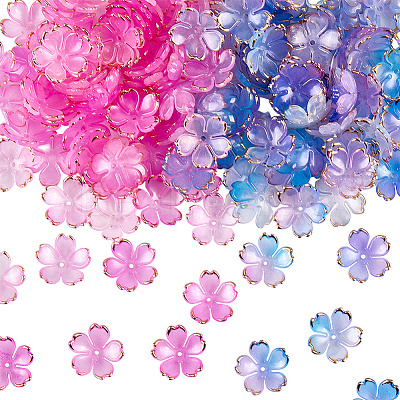 180Pcs 2 Colors Acrylic Bead Caps OACR-PA0001-37E-1