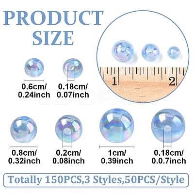 150Pcs 3 Styles Transparent Acrylic Beads MACR-YW0003-96A-1