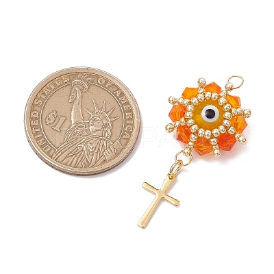 Glass Seed Beaded Evil Eye Pendants PALLOY-MZ00628-02-1
