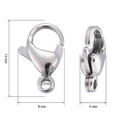 Tarnish Resistant 304 Stainless Steel Lobster Claw Clasps X-STAS-AB13-1