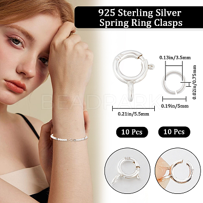 10Pcs 925 Sterling Silver Spring Ring Clasps STER-CN0001-33B-1