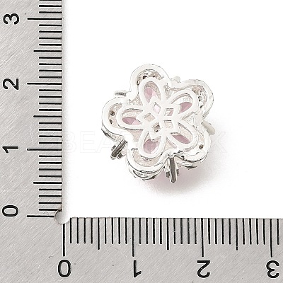 Flower Brass Micro Pave Clear Cubic Zirconia Beads KK-Z156-14S-01-1