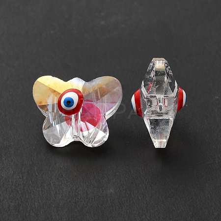 Evil Eye Glass Butterfly Beads G-P485-01C-1