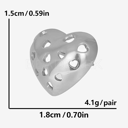 Stylish 303 Stainless Steel Hollow Heart Stud Earrings RP4390-1-1