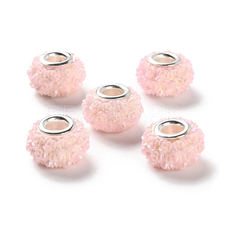 AB Color Resin Rose Flower European Beads RESI-M001-05D-1