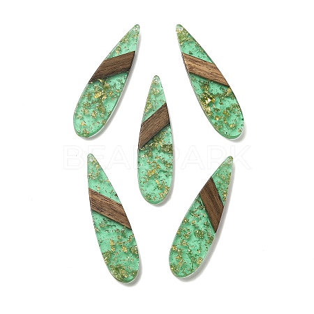 Transparent Resin & Walnut Wood Big Pendants WOOD-G018-16D-1