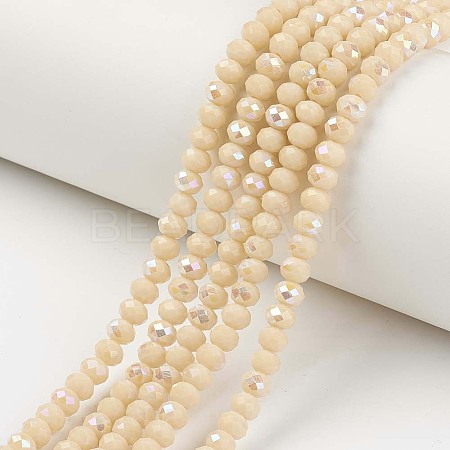 Electroplate Opaque Solid Color Glass Beads Strands EGLA-A034-P1mm-L14-1
