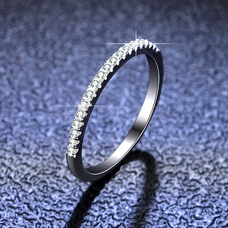 Rhodium Plated 925 Sterling Silver Micro Pave Cubic Zirconia Plain Band Rings WGF7D9C-17-1