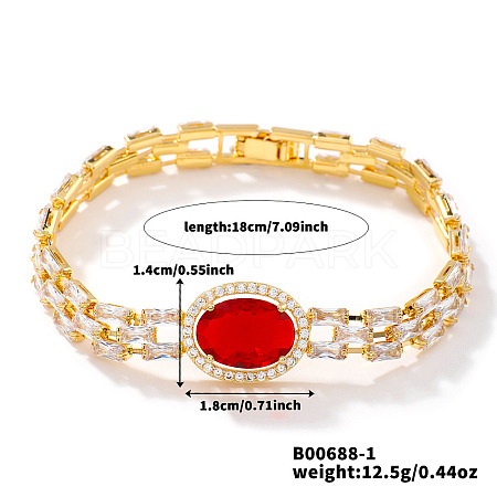 Brass Pave Cubic Zirconia Link Chain Bracelets RZ9378-1-1