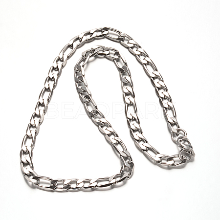 Tarnish Resistant 304 Stainless Steel Figaro Chain Necklaces NJEW-H421-3-1