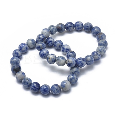 Natural Blue Spot Jasper Bead Stretch Bracelets BJEW-K212-C-039-1