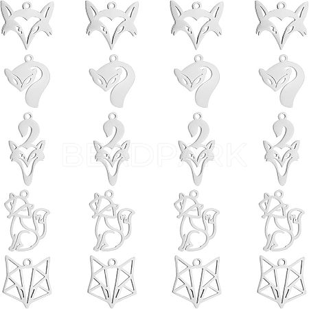 Unicraftale 20Pcs 5 Styles 201 Stainless Steel Pendants STAS-UN0035-61-1