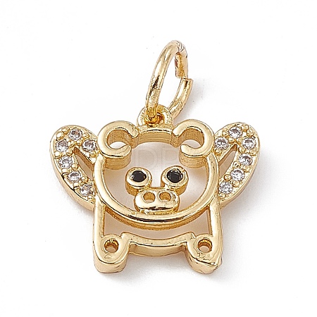 Rack Plating Brass Micro Pave Cubic Zirconia Charms KK-G451-26G-1