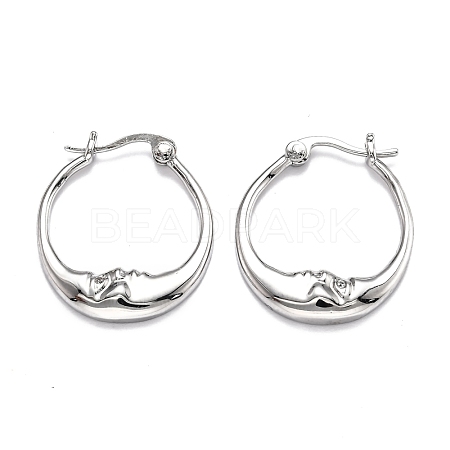 Brass Micro Pave Clear Cubic Zirconia Hoop Earrings EJEW-J101-28P-1