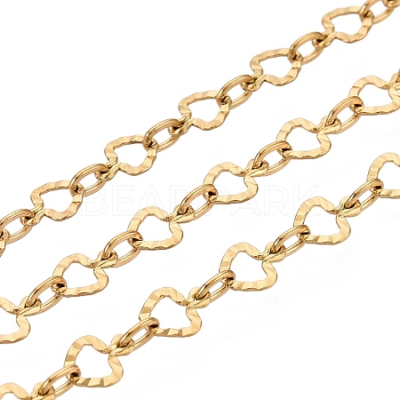 304 Stainless Steel Textured Ginkgo Leaf Link Chains CHS-Q009-07G-1