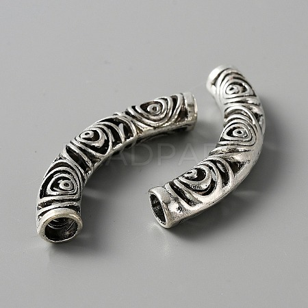 Tibetan Style Alloy Curved Tube Beads FIND-TAC0014-37AS-1