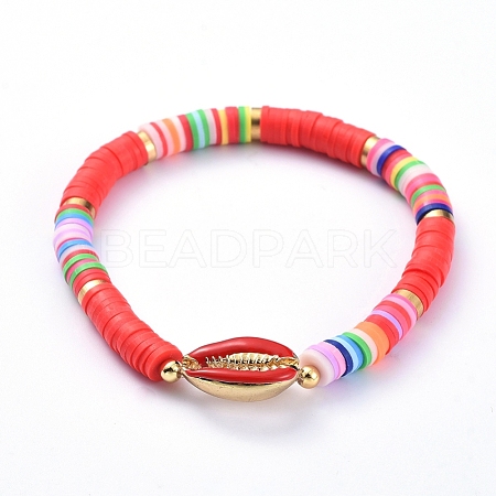 Handmade Polymer Clay Heishi Bead Stretch Bracelets BJEW-JB05076-04-1