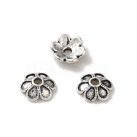 Tibetan Style Alloy Bead Caps PALLOY-P302-04A-AS-1