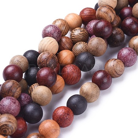 Natural Wood Beads Strands X-WOOD-F008-07-C-1