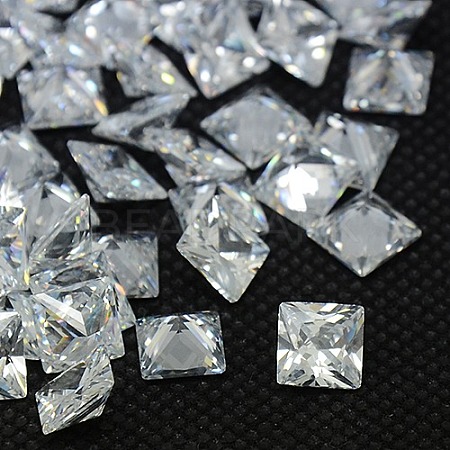 20PCS Clear Grade A Square Shaped Cubic Zirconia Pointed Back Cabochons X-ZIRC-M004-5x5mm-007-1