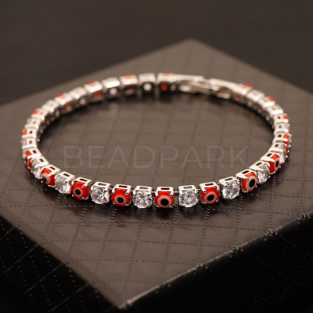 Brass & Clear Cubic Zirconia & Resin Evil Eye Tennis Bracelets for Women FS-WG6CA97-07-1