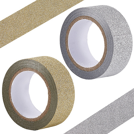 2 Roll 2 Colors Glitter Adhesive Plastic Tapes DIY-CP0011-85-1