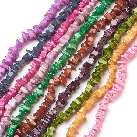 Spray Painted Freshwater Shell Beads Strands X-BSHE-L037-08-1