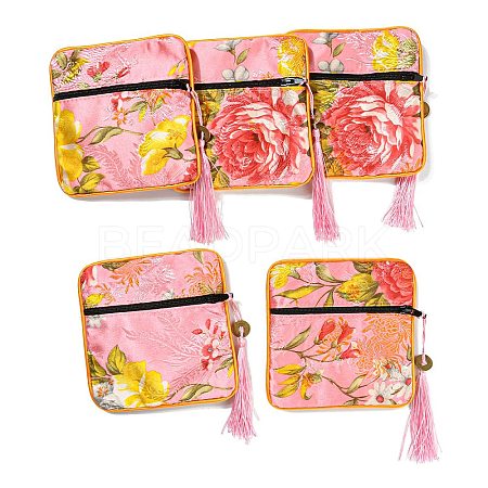 Chinese Style Floral Cloth Jewelry Storage Zipper Pouches LS-AJEW-D063-01F-1