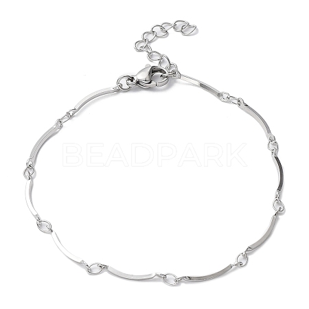 304 Stainless Steel Curved Bar Link Chain Bracelets BJEW-K266-13P-1