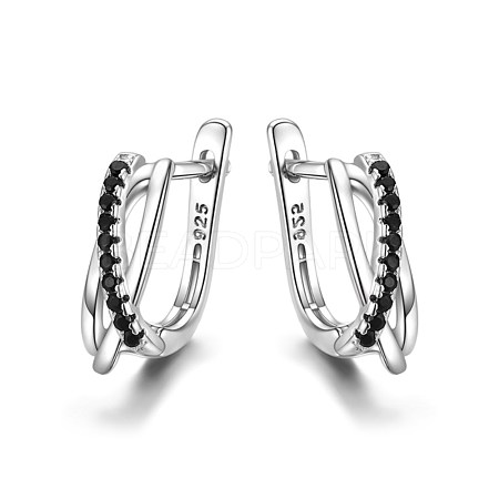 925 Sterling Silver Hoop Earrings EJEW-BB35519-1