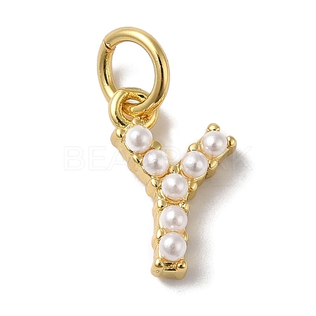 Rack Plating Brass with ABS Plastic Imitation Pearl Charms KK-B092-30Y-G-1
