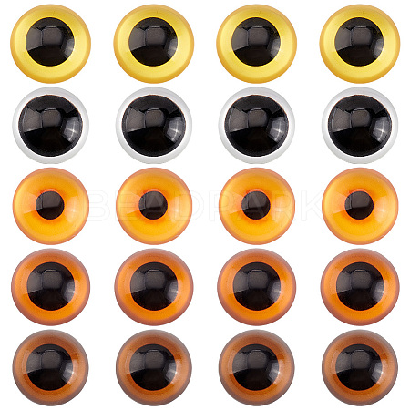 20Pcs 5 Colors Glass Craft Eyes Cabochons DOLL-PH0001-51-1