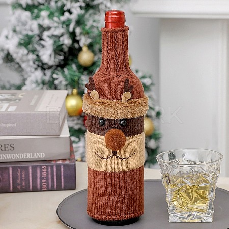 Christmas Acrylic Fiber Wine Bottle Sleeve AJEW-M214-03-1