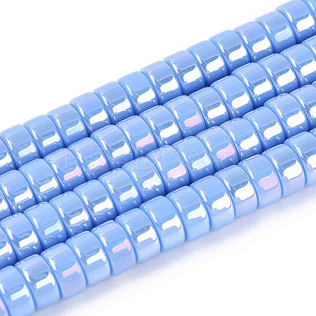 AB Color Plated Opaque Glass Beads Strands GLAA-T026-3x6mm-P07-1