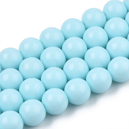 Opaque Solid Color Glass Beads Strands GLAA-T032-P10mm-10-1