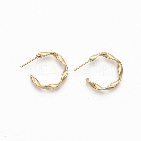 Semicircular Brass Stud Earrings X-KK-Q762-016G-NF-1