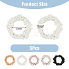 5Pcs 5 Colors Elastic Rubber Bands & Plastic Imitation Pearl Beaded Hair Ties for Ponytail Holders OHAR-DC0001-03-2