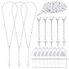 30Pcs Alloy & White Round ABS Imitation Pearl Jesus Cross Virgin Pendant Rosary Bead Necklaces NJEW-WA0001-03-1