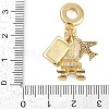 Rack Plating Brass Clear Cubic Zirconia European Dangle Charms KK-P287-18E-G-3