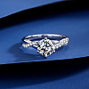 Rhodium Plated 925 Sterling Silver Micro Pave Cubic Zirconia Finger Rings WG64EDC-06-3
